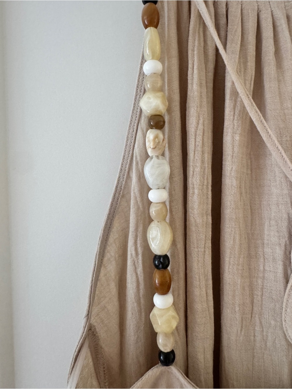 NWT Zara Beaded Strap Halter Maxi Dress Beige Size L - Picture 5 of 5